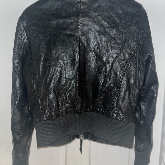 Black Genuine Leather Authentic Miss Top Gun Jacket - Picture 4 of 7